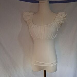 White Fitted Ruffled Blouse